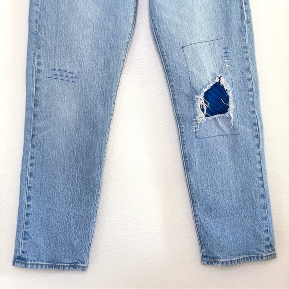 Res Ipsa Custom Levi’s Jeans Wedgie Straight Ankle High Waist Tango Light 25 - Picture 3 of 16